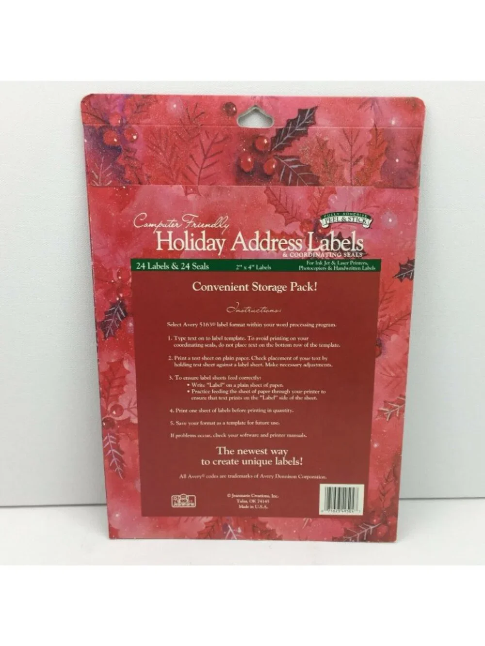Computer Friendly Holiday Address Label Peel & Stick Seals 24 Count Each